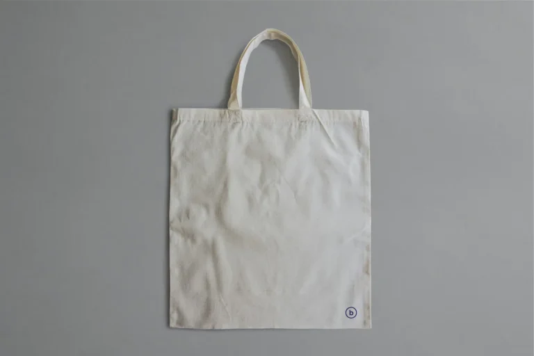 White reusable bag on a grey surface